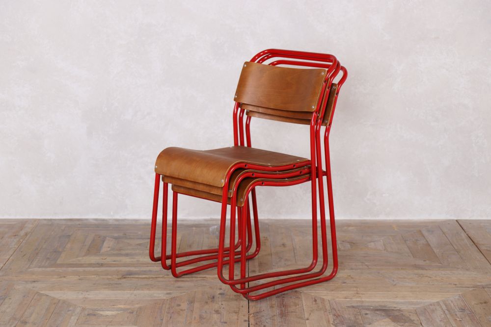vintage red stacking chair